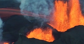 Stunning video shows lava fountains in Iceland as seen from above