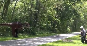 Watch: Dinosaur Prank Scares Passers-by in Rhode Island Park