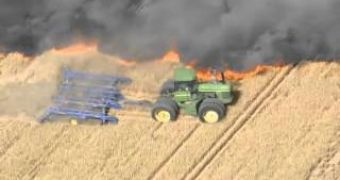 Farmer plows to stop fire