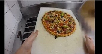 GoPro camera captures pizzza making in the act