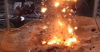 Video shows what happens when different molten metals are poured into a tank of water