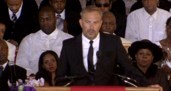 Kevin Costner speaks at Whitney Houston's funeral