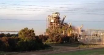 Video shows power plant in San Diego collapsing following a controlled series of explosions