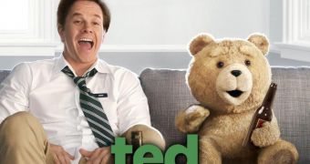 Mark Wahlberg and Ted (voiced by Seth MacFarlane) are best buds in the comedy “Ted”