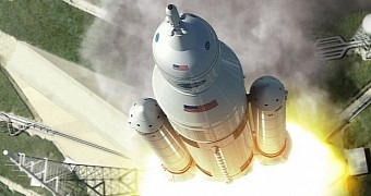 A representation of NASA's Space Launch System