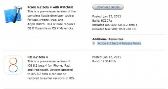 Xcode 6.2 beta 4 and iOS 8.2 beta 4 available for download