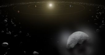 Artist's rendering of Ceres in the Inner Asteroid Belt