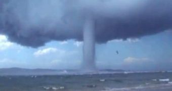 Waterspout is caught on camera at Batemans Bay, Australia