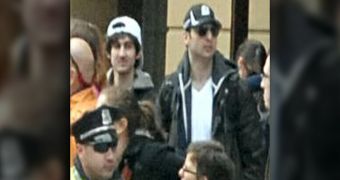 The FBI have released this photo of the two Boston bombing suspects