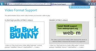 Microsoft's demo page for web video support