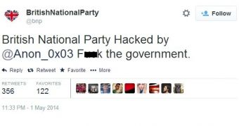 British National Party Twitter hacked