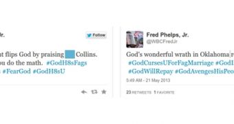 Fred Phelps Jr. tweets on tornado