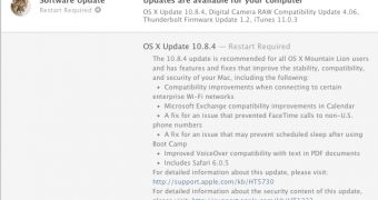 OS X Mountain Lion v10.8.4 delivered via Software Update