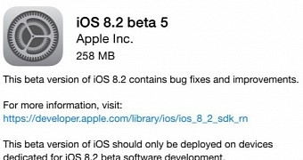 iOS 8.2 Beta 5 download prompt