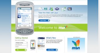 The MSN Mobile homepage
