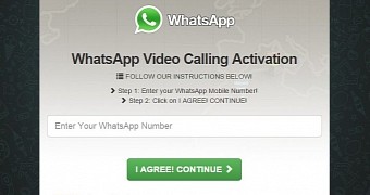 Fraudulent page for WhatsApp
