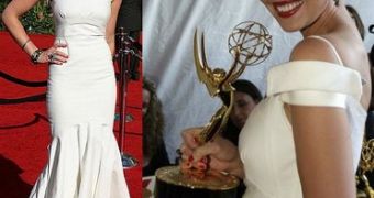 Katherine Heigl donned a white mermaid-tailed Zac Posen denim gown at the 2007 Emmy Awards