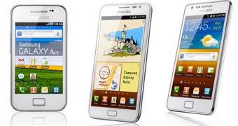 White-themed Samsung Galaxy Ace, Galaxy Note and Galaxy S II