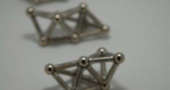 The magnetic "stick and ball" construction toys first used to understand entropy, or all the possible cluster structures that could be formed from a given number of particles