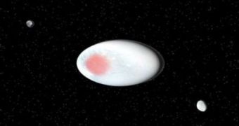 This is a view of Haumea and its moons