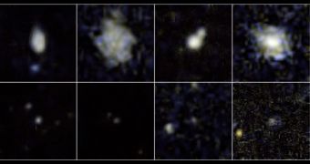 Top row: normal galaxies and bright supernovae; Bottom row: dwarf galaxies and extremely luminous supernovae