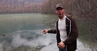 Cory Williams is stunned to hear the sounds produced by a rock falling on a frozen lake