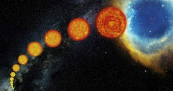 Billions of years after they appear, Sun-like stars begin to swell and cool, creating red giants