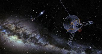 This is a rendition of a Pioneer spacecraft exploring the interstellar medium