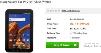 Wi-Fi Samsung Galaxy Tab price page