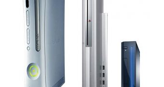Xbox 360, PS3 and Wii respectively