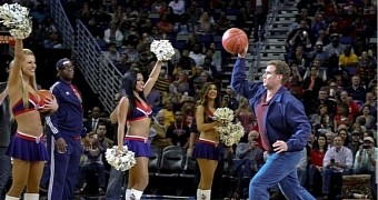Will Ferrell shows up at basketball game in character to shoot scene for new comedy “Daddy’s Home”