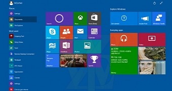 Windows 10 build 10022 Start screen