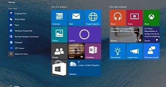 Windows 10 build 10074 Start screen