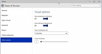 New options in the PC settings screen