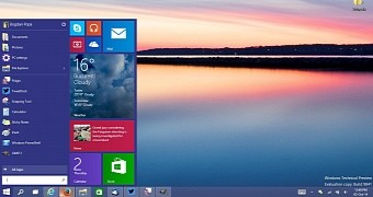 Windows 10 desktop with modern Start menu