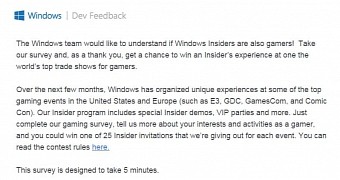 This is the survey that Microsoft is asking insiders to complete