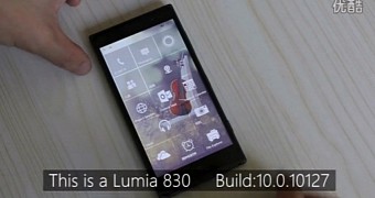 Lumia 830 running Windows 10 Mobile Build 10127