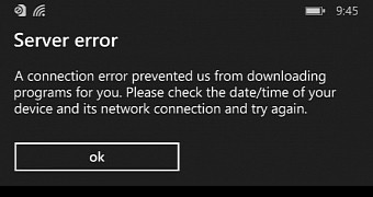 Windows 10 for Phones Update Server Error: Connection Error Prevented Us from Downloading Programs