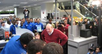 Microsoft CEO Steve Ballmer at the Windows Vista launch in the Midtown Manhattan Best Buy store