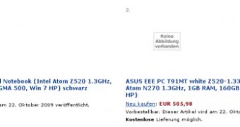 Windows 7-Powered Eee PC T91MT Listed in Europe