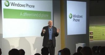 Steve Ballmer at the Windows Phone 7 launch