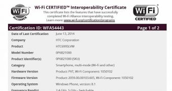 Windows Phone 8.1-based HTC One (M8) already Wi-Fi Certified
