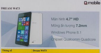 Windows Phone 8.1-Based Q-Mobile Dream W473 Gets Launched in Vietnam – Photos