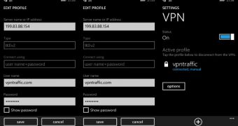 VPNTraffic application (screenshots)