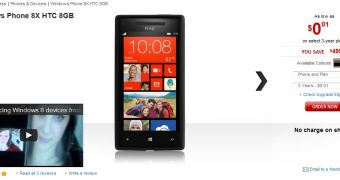 Windows Phone 8X by HTC 8GB Down to $0.01 at Rogers
