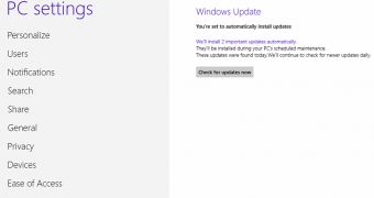 Windows Update no longer works in the Metro UI