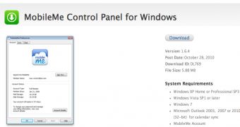 Apple shows availability of MobileMe Control Panel update for Windows (screenshot)