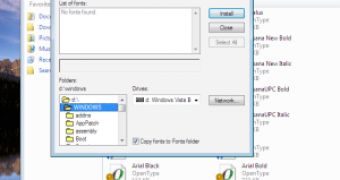 Windows Vista Add Font Dialog