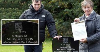 Angela Robinson of Cheshire has to remove her husband's Sudoku gravestone