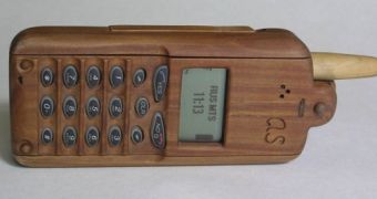 Wooden Phone, keep away from water, fire, woodpeckers